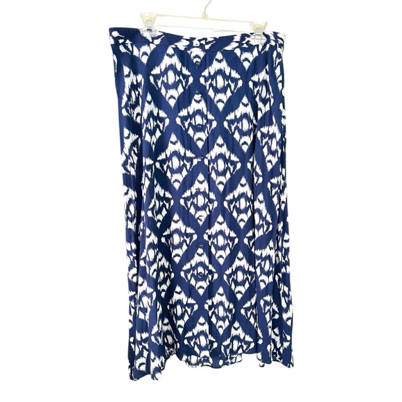 Talbots Ikat Midi Skirt Navy and White Size 14 - Picture 4 of 6